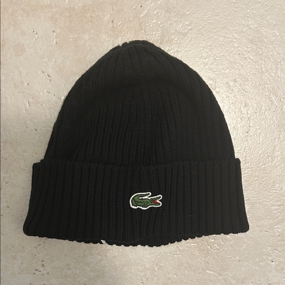 Lacoste Black Knit Beanie
